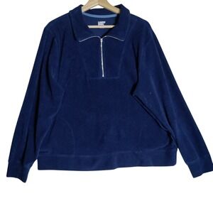 Lands End Blue Quarter Zip Cotton Blend Sweatshirt Womans Size 1X